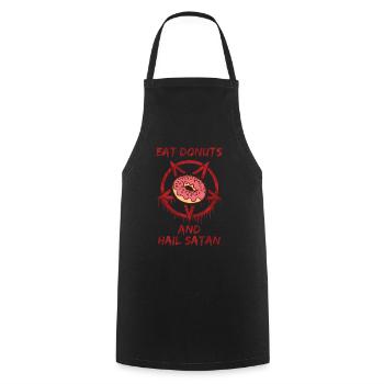 Mangez des beignets et saluez Satan - Tablier de cuisine - noir - Devant - AI Model Male 185 dark (185cm)