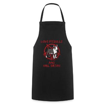 Love Pitbulls and Hail Satan - Kochschürze - Schwarz - Vorne - AI Model Male 185 dark (185cm)