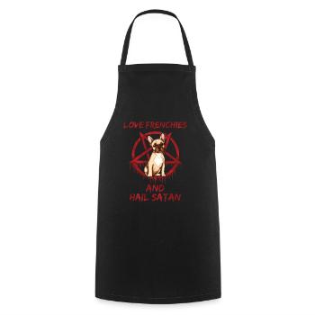 Aimez Frenchies et Hail Satan - Tablier de cuisine - noir - Devant - AI Model Male 185 dark (185cm)
