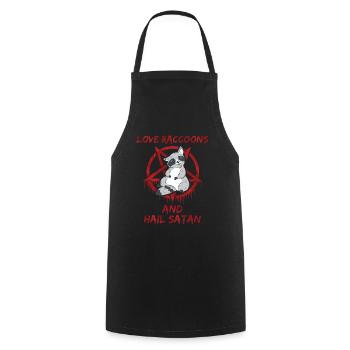Aimez les ratons laveurs et saluez Satan - Tablier de cuisine - noir - Devant - AI Model Male 185 dark (185cm)