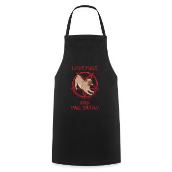 Aimez les carlins et saluez Satan - Tablier de cuisine - noir - Devant - AI Model Male 185 dark (185cm)