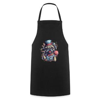 Petit chien carlin mignon - Tablier de cuisine - noir - Devant - AI Model Male 185 dark (185cm)