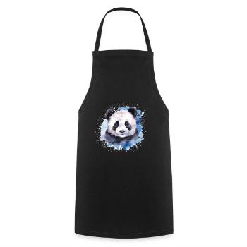 Panda Watercolor Portrait - Cooking Apron - black - Front - AI Model Male 185 dark (185cm)