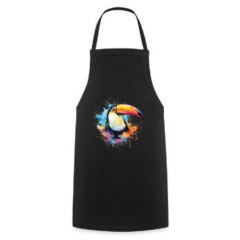 Toucan Watercolor Portrait - Cooking Apron - black - Front - AI Model Male 185 dark (185cm)