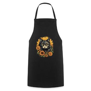Meow Flower Cat Sunshine Kitten Lover - Cooking Apron - black - Front - AI Model Male 185 dark (185cm)