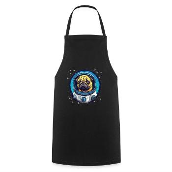 Niedlicher Mops Atsronaut Outa Space - Kochschürze - Schwarz - Vorne - AI Model Male 185 dark (185cm)