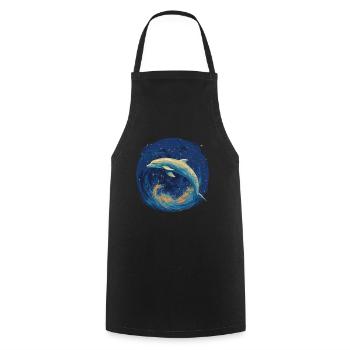 Dolphin In Starry Night Unique Piece For - Cooking Apron - black - Front - AI Model Male 185 dark (185cm)