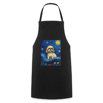 Shih Tzu &; Starry Night: A Masterpiece of the - Cooking Apron - black - Front - AI Model Male 185 dark (185cm)