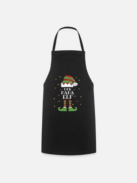 Der Papa Elf - Familien Weihnachtsoutfit - Kochschürze - Schwarz