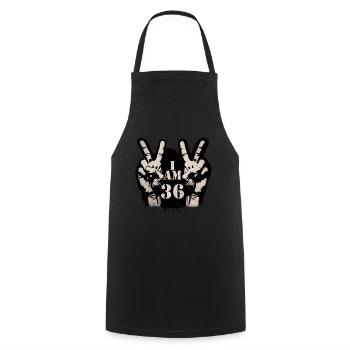 Unique design for the celebration of the 40th anniversary - Cooking Apron - black - Front - AI Model Male 185 dark (185cm)