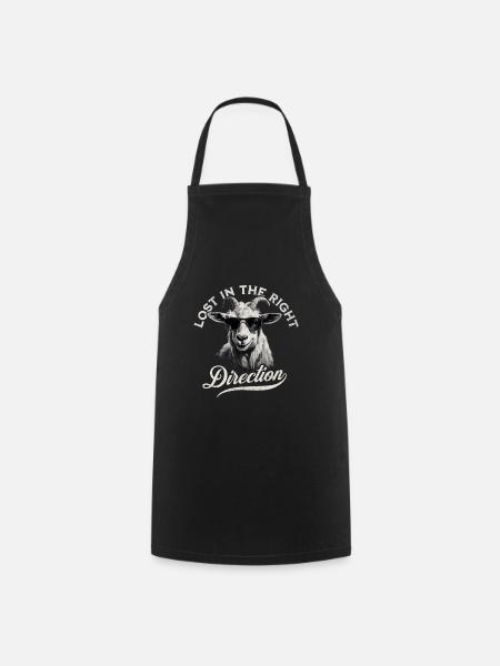 Perdu dans la bonne direction - La chèvre du randonneur - Tablier de cuisine - noir