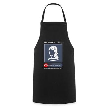 Épouse Appeler, Humour Répondre - Relation - Tablier de cuisine - noir - Devant - AI Model Male 185 dark (185cm)