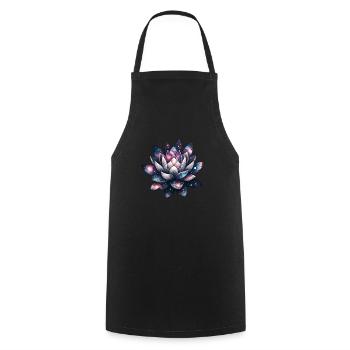 Celestial Bloom Galactic Lotus Unfolding - Kochschürze - Schwarz - Vorne - AI Model Male 185 dark (185cm)