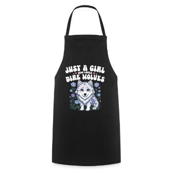 Fille Qui Adore Les Loups Géants - Tablier de cuisine - noir - Devant - AI Model Male 185 dark (185cm)