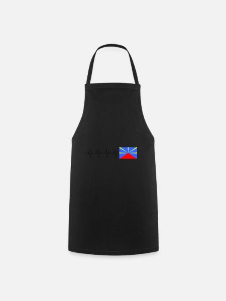 Drapeau île de la Réunion Battement de Coeur - Tablier de cuisine - noir