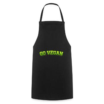 Go Vegan Design pour les fiers végétaliens - Tablier de cuisine - noir - Devant - AI Model Male 185 dark (185cm)