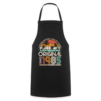 Original 1985 Vintage Jahrgang Geburtstag Retro - Kochschürze - Schwarz - Vorne - AI Model Male 185 dark (185cm)