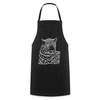 Leopard White - Cooking Apron - black - Front - AI Model Male 185 dark (185cm)