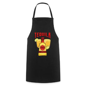 Bouteille de tequila vintage citron et sel - Tablier de cuisine - noir - Devant - AI Model Male 185 dark (185cm)