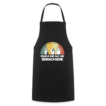 Ciseaux Pierre Papier Rétro Vintage - Tablier de cuisine - noir - Devant - AI Model Male 185 dark (185cm)