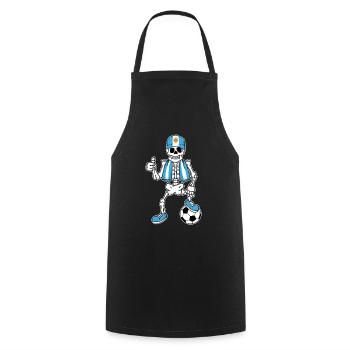 Argentinisches Fußballfan Skelett - Kochschürze - Schwarz - Vorne - AI Model Male 185 dark (185cm)