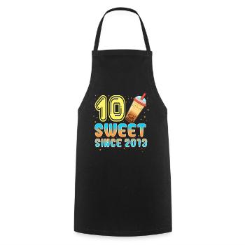 10. Geburtstag Bubble Tee - Kochschürze - Schwarz - Vorne - AI Model Male 185 dark (185cm)