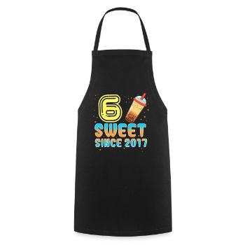 6. Geburtstag Bubble Tee - Kochschürze - Schwarz - Vorne - AI Model Male 185 dark (185cm)