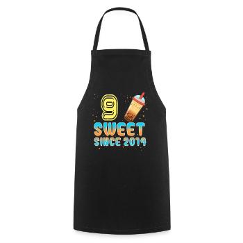 9. Geburtstag Bubble Tee - Kochschürze - Schwarz - Vorne - AI Model Male 185 dark (185cm)