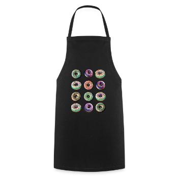 Donuts zwölf bunte bunt - Kochschürze - Schwarz - Vorne - AI Model Male 185 dark (185cm)