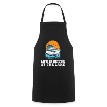 Life Is Better At The Lake Motorboat Owner - Cooking Apron - black - Front - AI Model Male 185 dark (185cm)