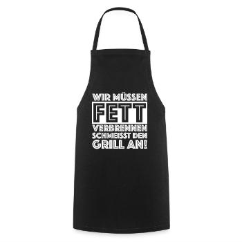 Schmeisst den Grill an | Fleisch, Bier, Party - Kochschürze - Schwarz - Vorne - AI Model Male 185 dark (185cm)