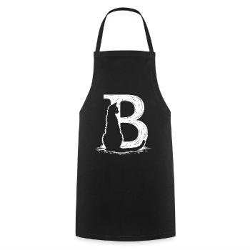 Buchstabe B mit Katze - Kochschürze - Schwarz - Vorne - AI Model Male 185 dark (185cm)