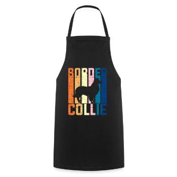 Border Collie - Cooking Apron - black - Front - AI Model Male 185 dark (185cm)