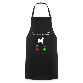 Alaskan Malamute Dog - Cooking Apron - black - Front - AI Model Male 185 dark (185cm)