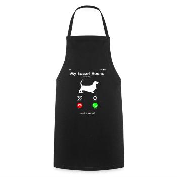 Basset Hound - Cooking Apron - black - Front - AI Model Male 185 dark (185cm)