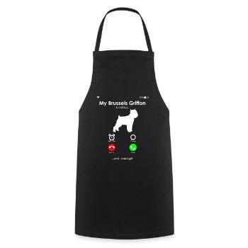 Bruxelles Griffon amoureux chien propriétaire papa maman - Tablier de cuisine - noir - Devant - AI Model Male 185 dark (185cm)