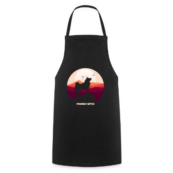Finnischer Spitz und Moon Halloween - Kochschürze - Schwarz - Vorne - AI Model Male 185 dark (185cm)