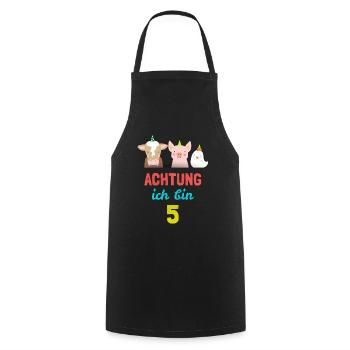 Tiere Bauernhof T-Shirt 5. Geburtstag Jungen 5 Jah - Kochschürze - Schwarz - Vorne - AI Model Male 185 dark (185cm)