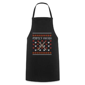 Cadeau partenaire moche pull moche - Tablier de cuisine - noir - Devant - AI Model Male 185 dark (185cm)