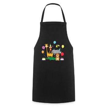 Birthday Zoo Animals Kindergarten Party Gift - Cooking Apron - black - Front - AI Model Male 185 dark (185cm)