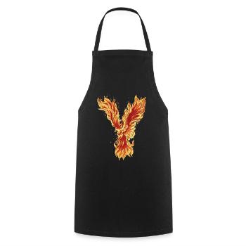 Phoenix Rising Fire Bird Mythical Artwork - Cooking Apron - black - Front - AI Model Male 185 dark (185cm)