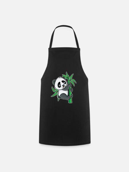 Süßes Panda-Bambus-Design für Pandabär-Fans - Kochschürze - Schwarz