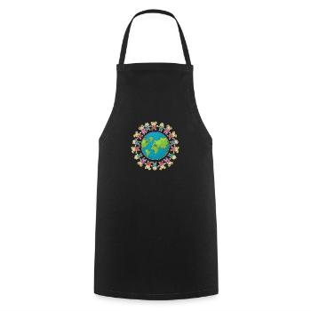 Earth Humans for environmental fans - Cooking Apron - black - Front - AI Model Male 185 dark (185cm)