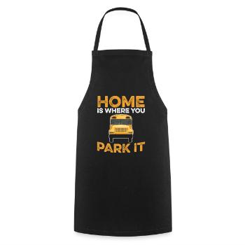 School bus bastler saying for a scoolie owner - Cooking Apron - black - Front - AI Model Male 185 dark (185cm)