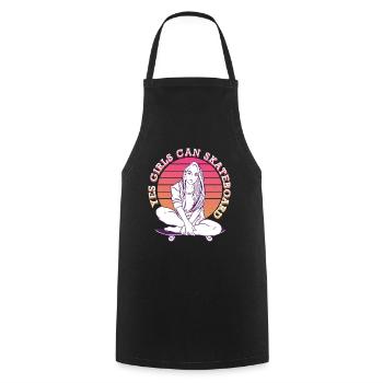 Skater Girl Design Yes Girls can Skateboard - Kochschürze - Schwarz - Vorne - AI Model Male 185 dark (185cm)