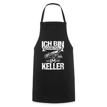 Ich bin dann mal im Keller zug lokführer - Kochschürze - Schwarz - Vorne - AI Model Male 185 dark (185cm)