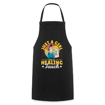 Just A Girl With A Healing Touch Massage Therapist - Cooking Apron - black - Front - AI Model Male 185 dark (185cm)