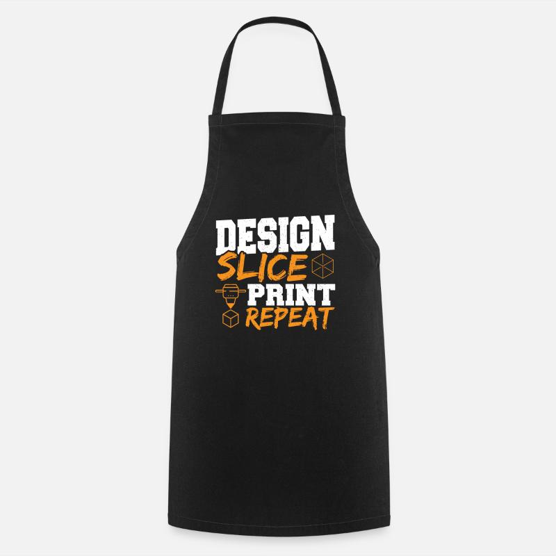 Desing Slice Print Repeat 3D Printing Slicing - Cooking Apron - black