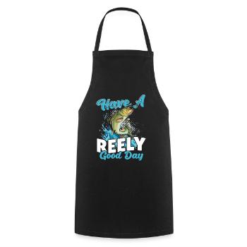 Have a Reely Good Day Fishing Fisherman - Kochschürze - Schwarz - Vorne - AI Model Male 185 dark (185cm)
