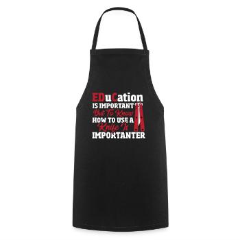 L’éducation est importante pour la chasse aux collectionneurs de couteaux - Tablier de cuisine - noir - Devant - AI Model Male 185 dark (185cm)